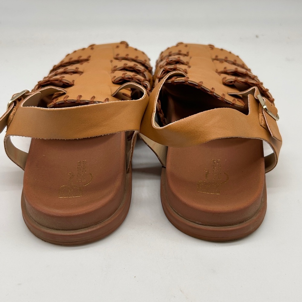 BC Footwear by Seychelles Tan Whipstitch Fisherman Sandals Womens 10 Vegan Flat - Picture 7 of 10